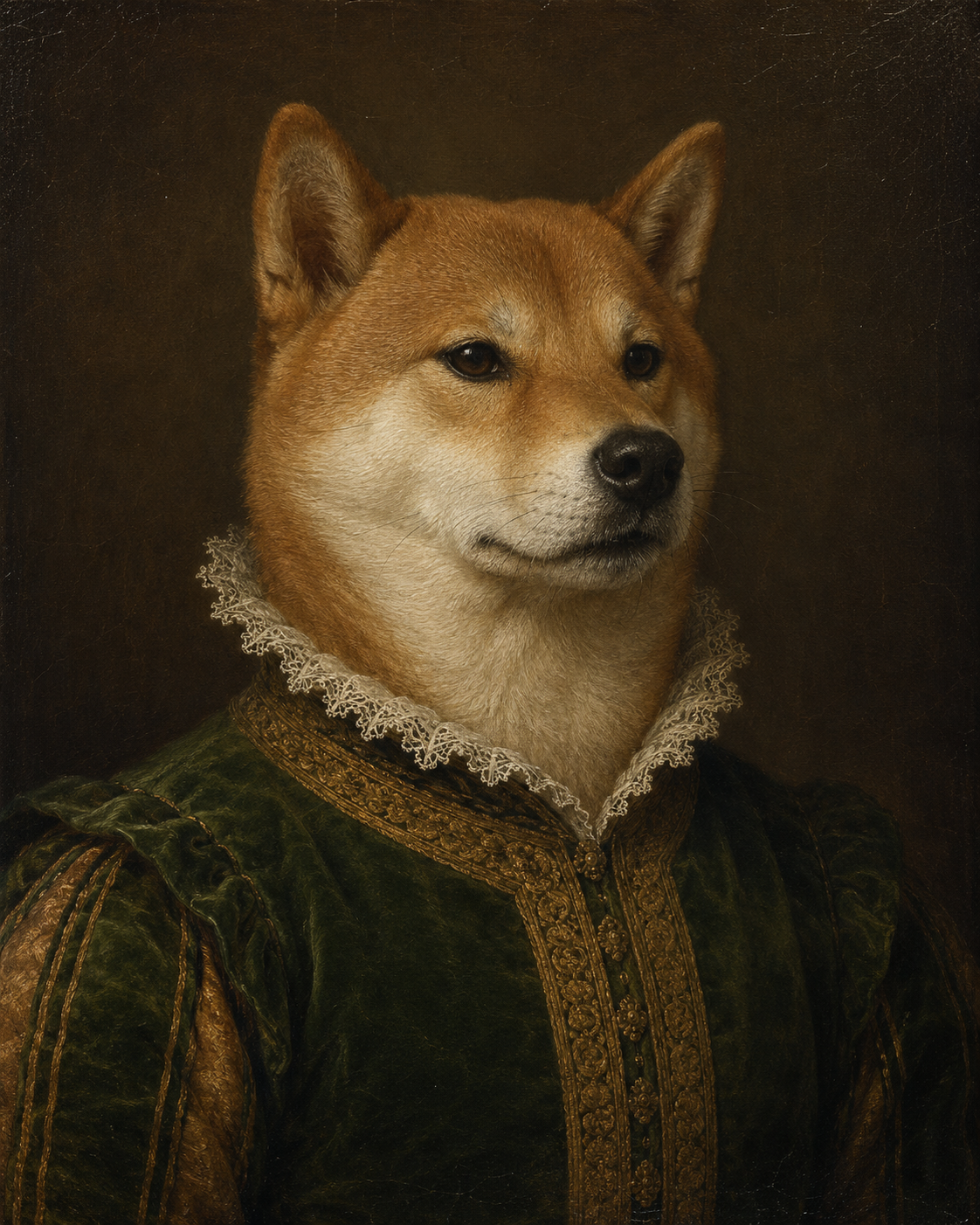 Custom royal dog portrait in Renaissance style