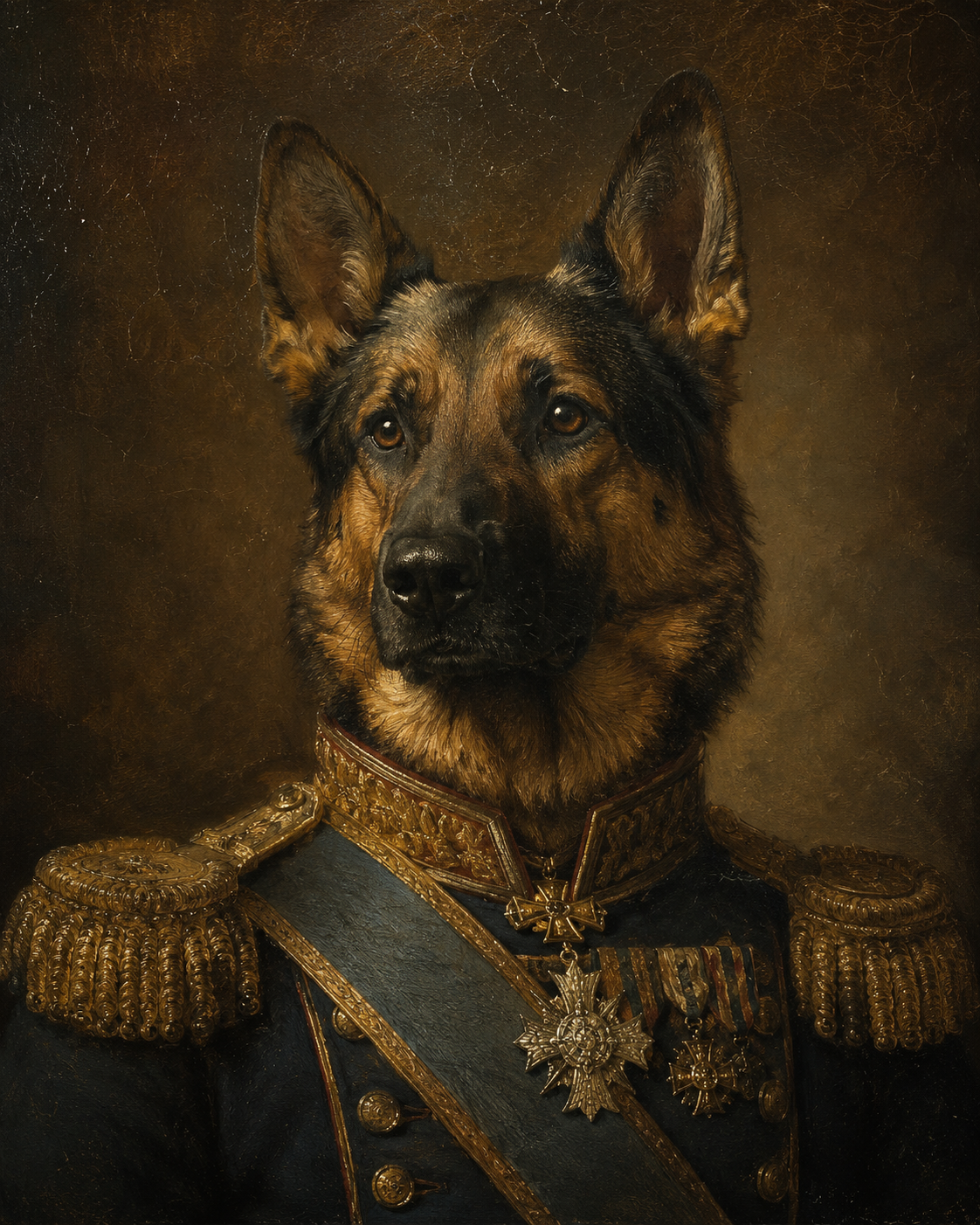 Custom royal dog portrait in knight Renaissance style