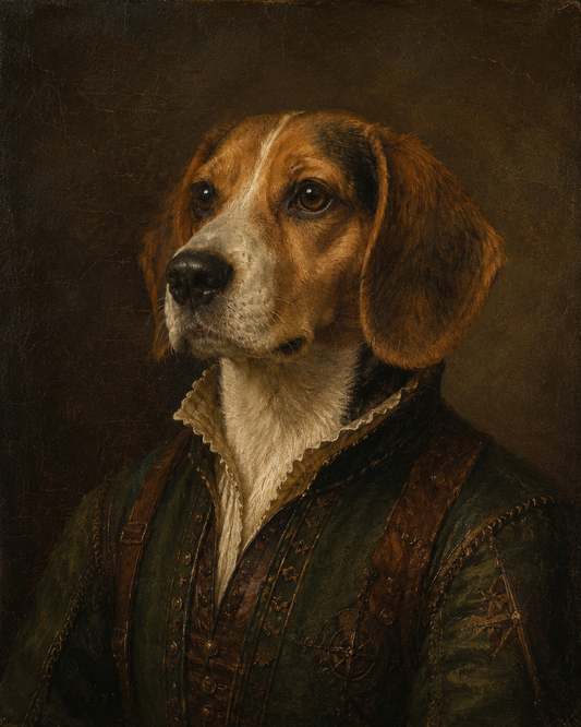 Custom Renaissance dog portrait in scholar style