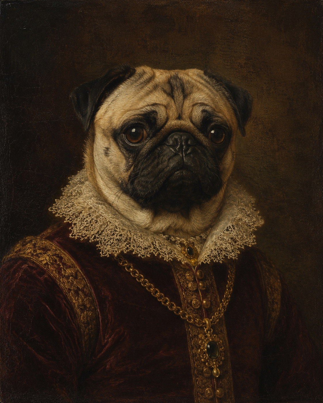 Custom royal dog portrait in Renaissance style