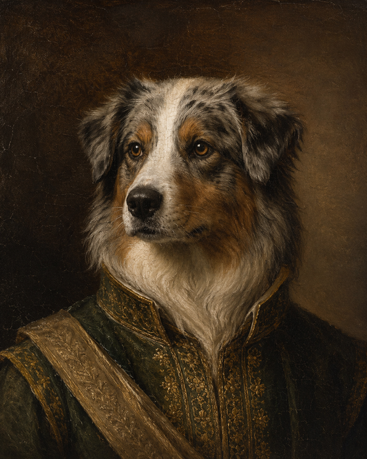 Custom royal dog portrait in Renaissance style