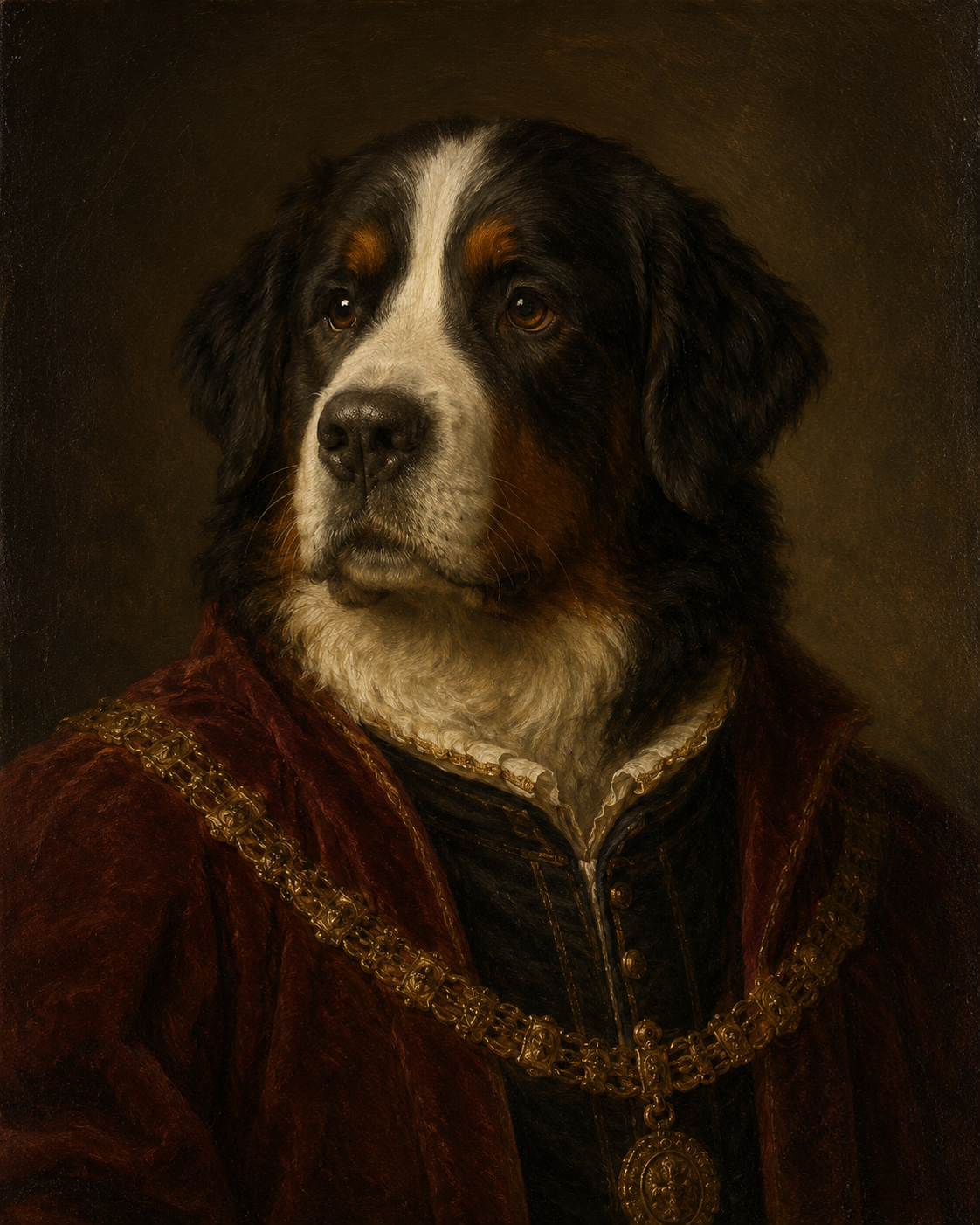 Custom royal dog portrait in Renaissance style