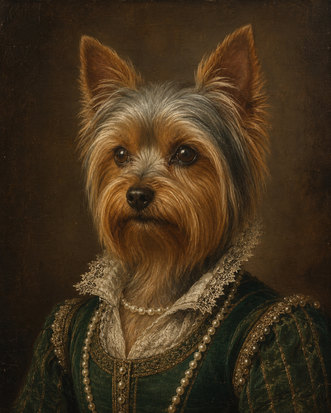 Custom royal dog portrait in Renaissance queen style