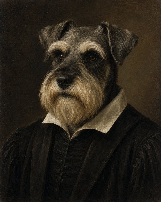 Custom Renaissance dog portrait in scholar style