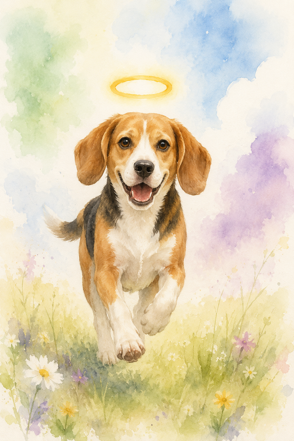 Custom dog memorial portrait with angel halo