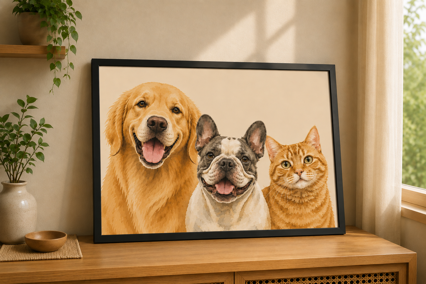 Custom modern dog portrait from photo