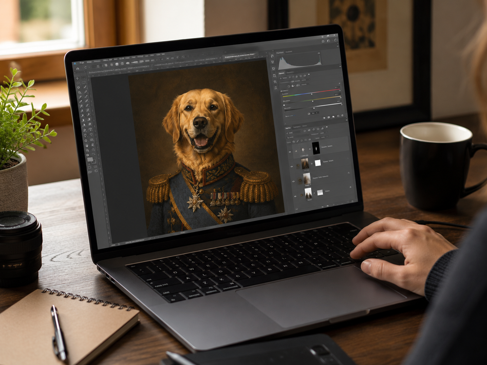 Custom pet portrait artwork preview