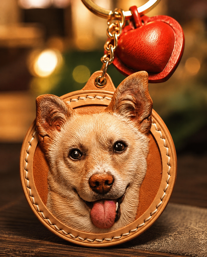 Custom Handcrafted Leather Pet Keychain